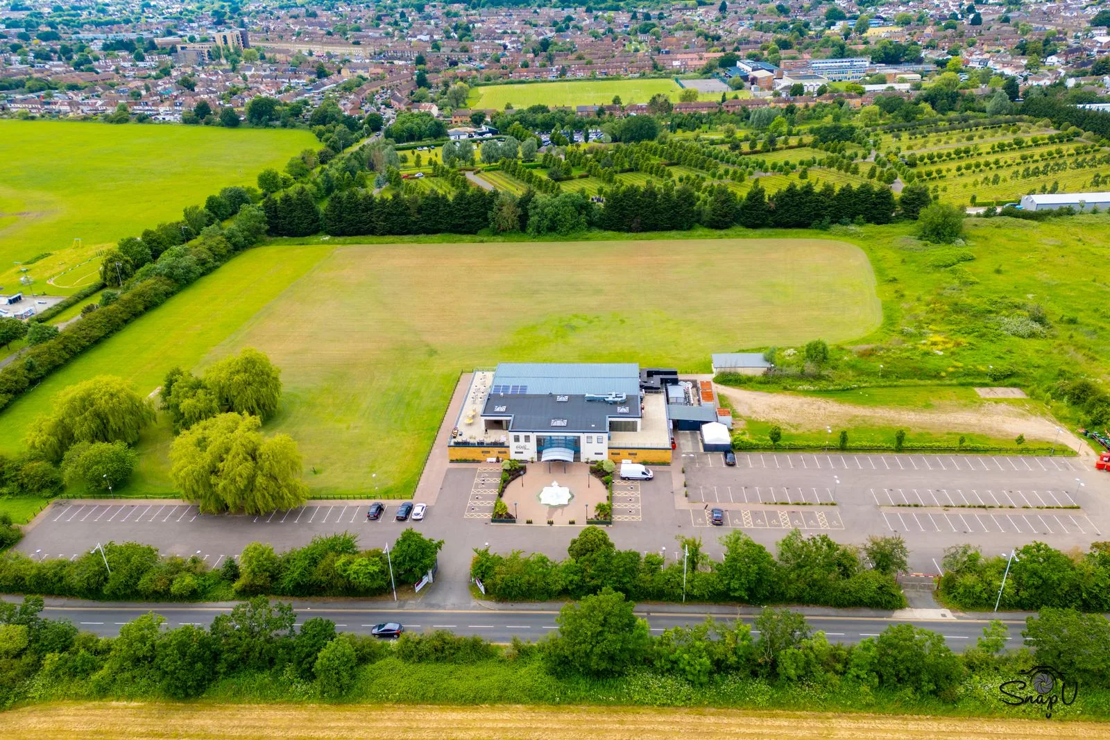 Drone photography of a wedding venue building and grounds for venue marketing UK